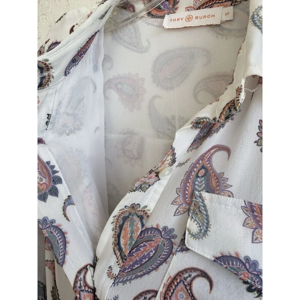 TORY BURCH Brigitte Paisley Print 100% Silk Romper Size S